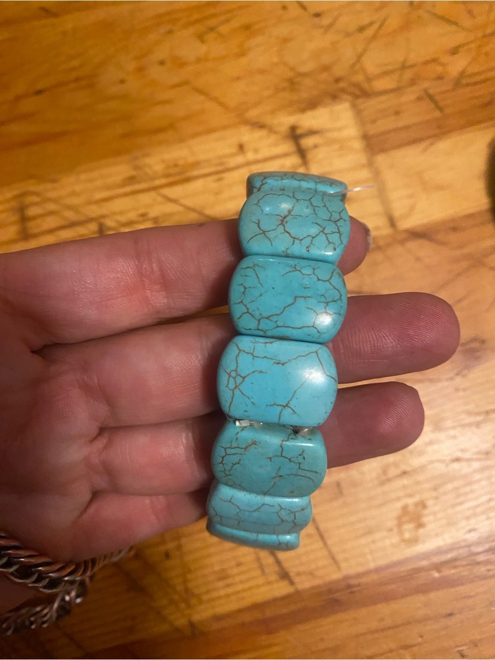 Turquoise Stone Stretch Bracelet - Bold Blue